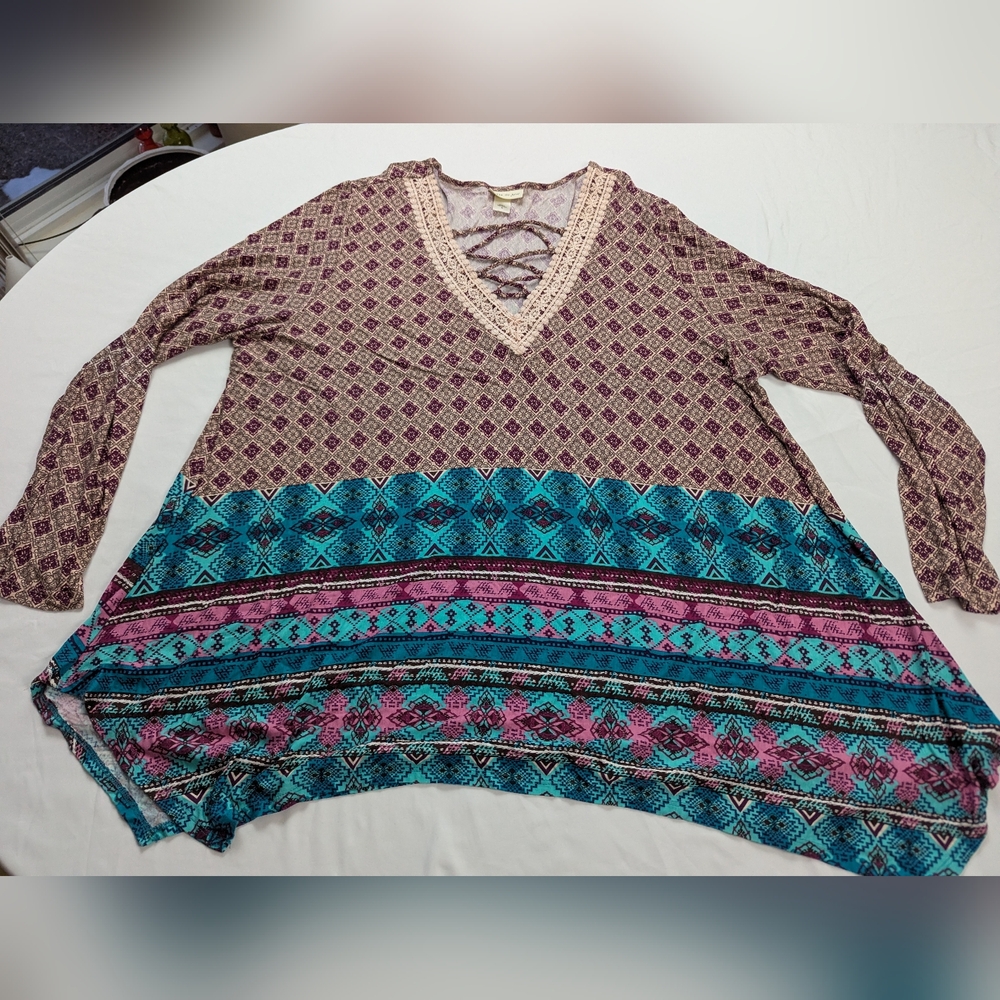 Belle Du Jour Y2K Whimsigoth Multicolor Patterned Tunic